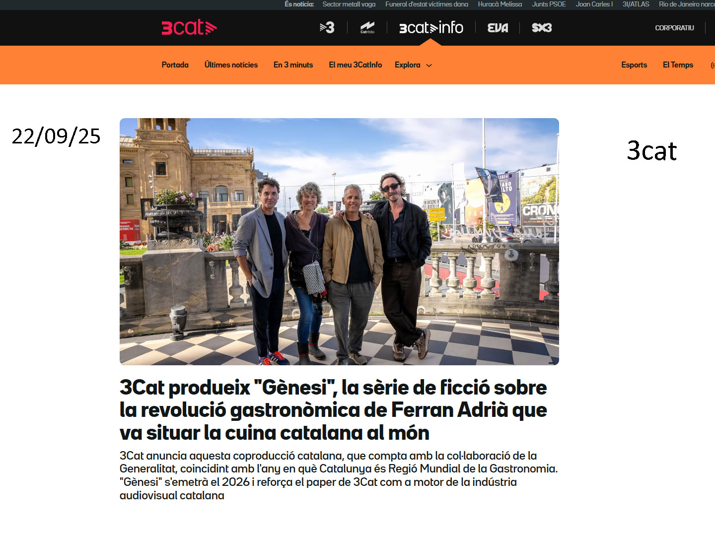 3Cat anuncia ‘Gènesi’, la sèrie que reviurà la revolució gastronòmica de Ferran Adrià i El Bulli